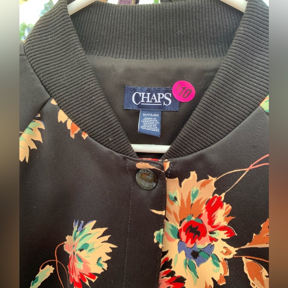Chaps Floral print Black 1X woman’s jacket